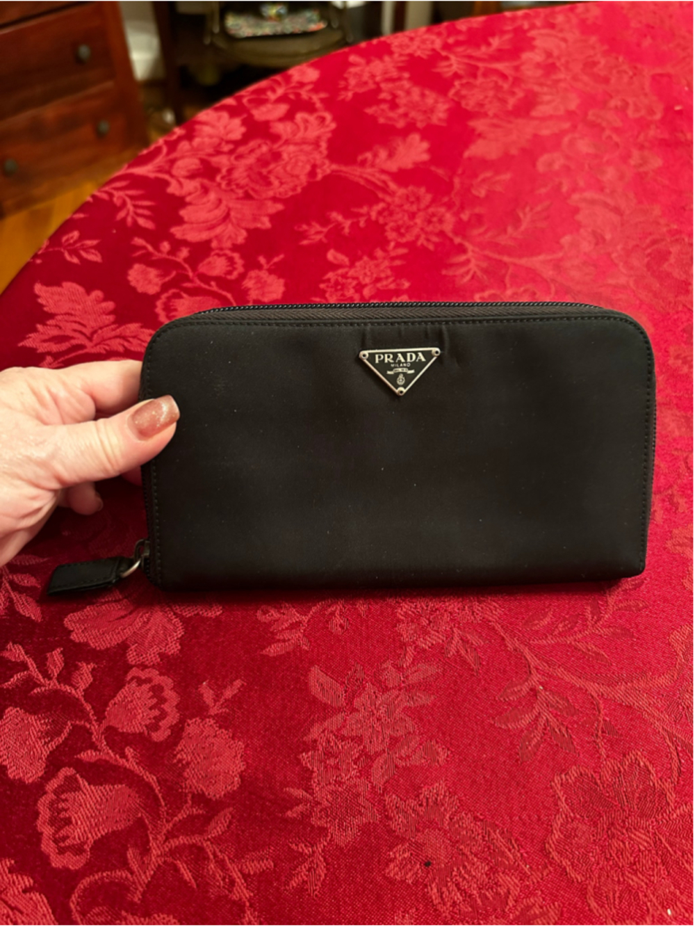 Prada Black Nylon Zip-Around Long Wallet